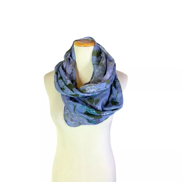 NWT J.Jill Dutch Blue Floral Infinity Scarf Gauzy Sheer