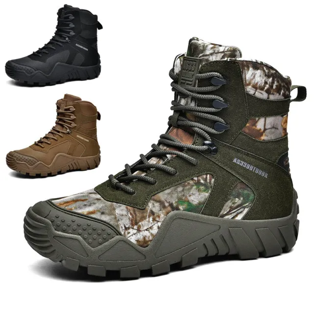 Mens Tactical Military Combat Boots Camping Waterproof Hiking Outdoor Walk Shoes