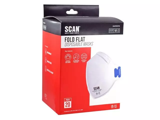 Scan  Fold Flat Disposable Mask FFP2 Protection Pack Of 20 SCAPPEP2FFB 2