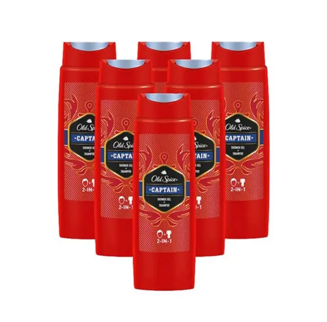 6x Old Spice CAPTAIN 2-in-1 (Shower Gel + Shampoo)  250ml
