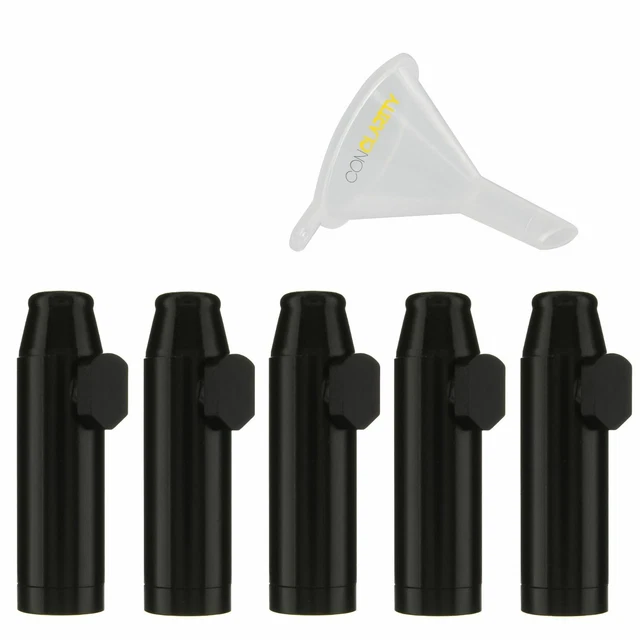 5 Pack Bundle | Premium Black 1g Metal e-Snuff Spice & Sweetener Storage Bullet