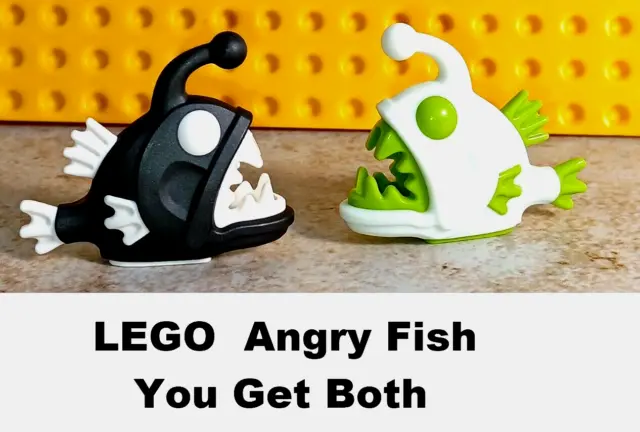 LEGO Monster Fish Set Lot of 2 ANGLERFISH Angler Fish Black Green Piranha FANGS