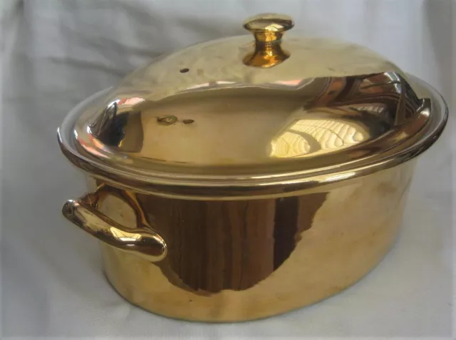Vintage HALL USA 22K Golden Glo Oval #103 COVERED CASSEROLE DISH 12" Oven Safe