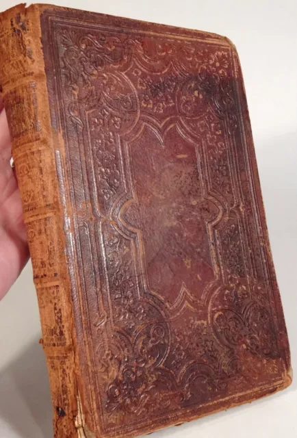 1861 Civil War Era NEW TESTAMENT-American Bible Society-Stamped LEATHER Covers