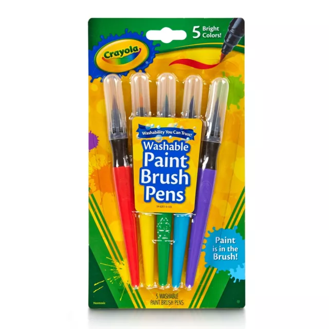 Crayola -Paint Brush Pens Set Of 5 Pens Non-Drip Non-Spilling Smooth Paint  Flow
