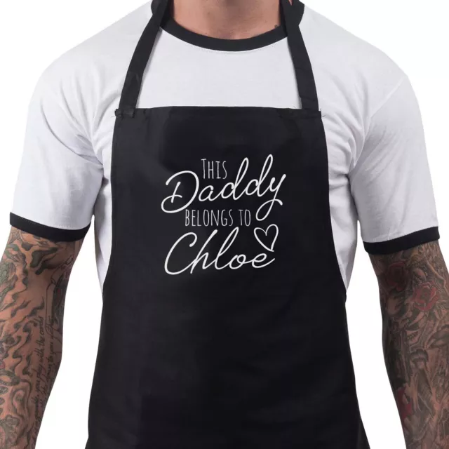 Personalised Apron Daddy Belongs To Fathers Day Novelty Gift Present Birthday