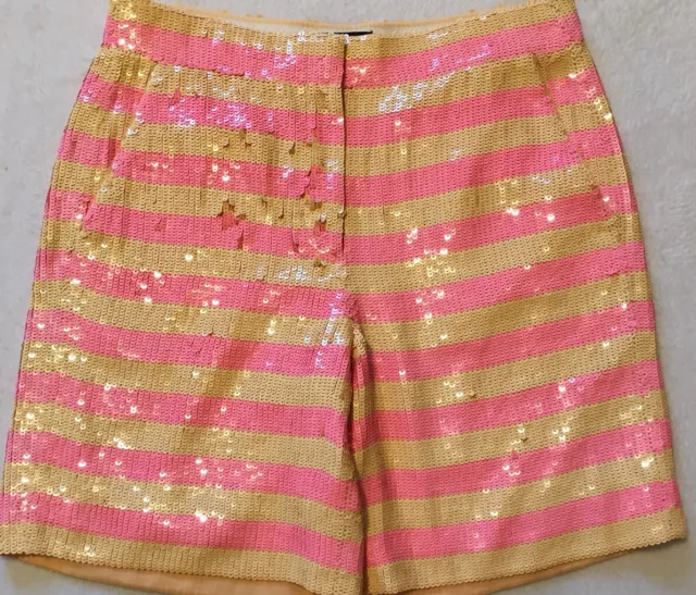 NWT JCREW Collection short in sequin stripe Sz2 F2924 Pink Orange