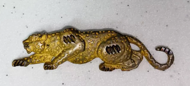Vintage Unusual Jaguar Panther Cat Brooch Pin 3”