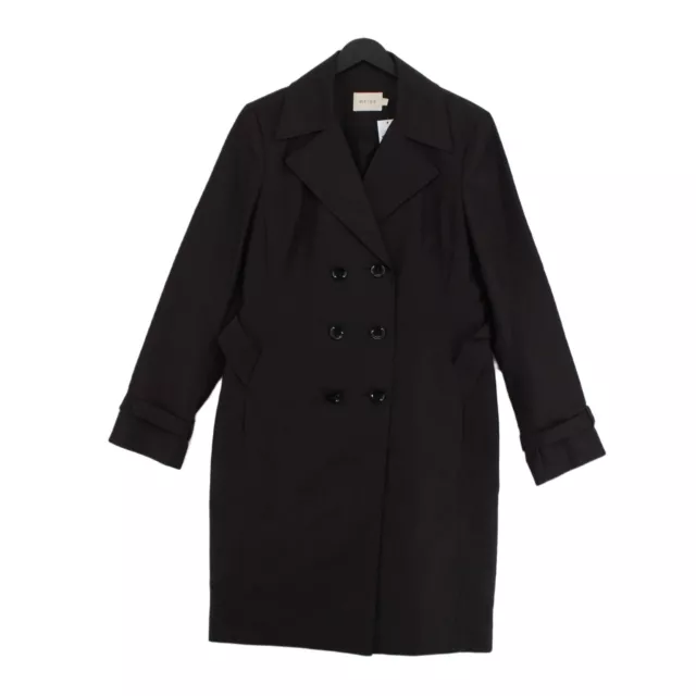 Reiss Women's Coat L Black Cotton with Polyester Overcoat