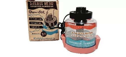 Vintage DeVilbiss No. 142 Vaporizer Humidifier Pink & Aqua Blue in Original Box
