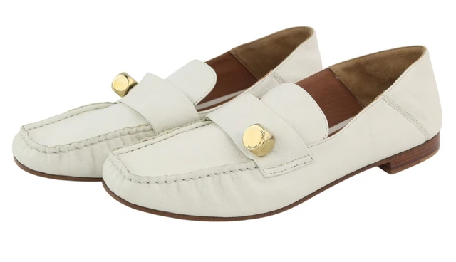 EMPORIO ARMANI WOMEN Flats EU37 White Leather Shiny Crystal