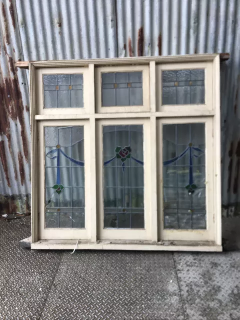 Timber Three Panel Casement Leadlight Window - 1590w X 1600 X 140d