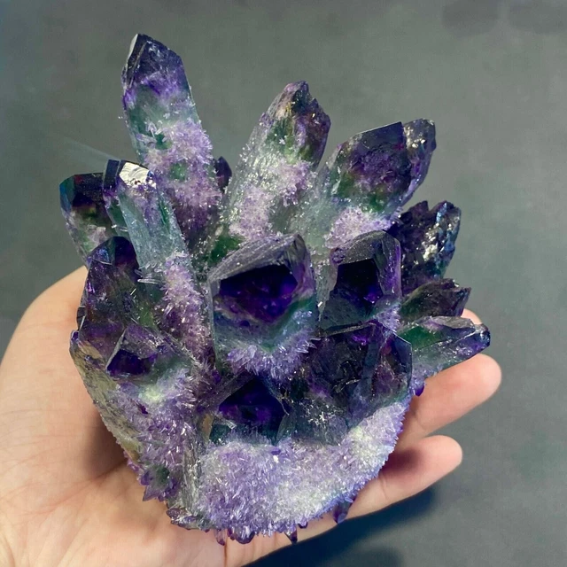 300g+ New Find Amethyst Phantom Quartz Crystal Cluster Mineral Specimen Healing