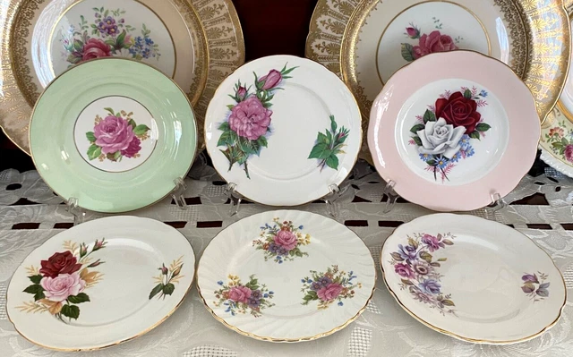 Vintage Mismatched Made In England Set Of Six Cake/Side Plates C1945-1960'S