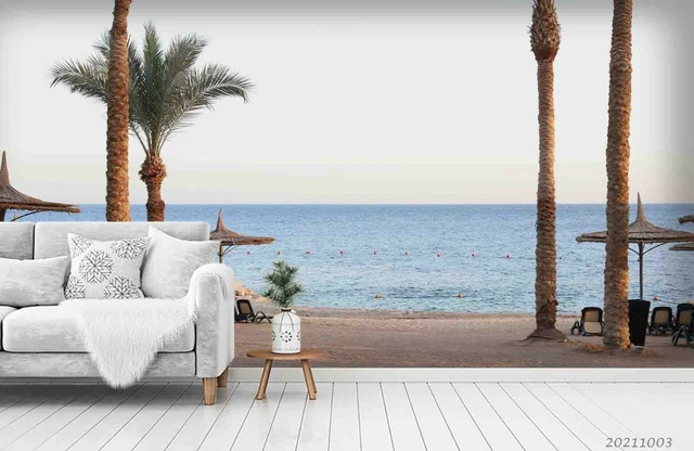 3D COAST PALM Tree Sea Beach Wallpaper Wall Murals Removable Wallpaper ...