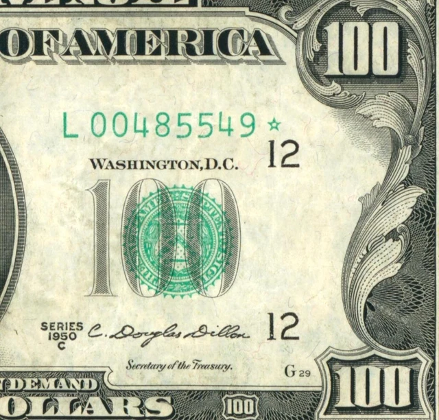 ** STAR ** $100 1950 C Federal Reserve Note ** DAILY CURRENCY AUCTION