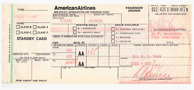American Airlines Passenger Coupon Ticket Baggage Check New York LAX 06.12.71