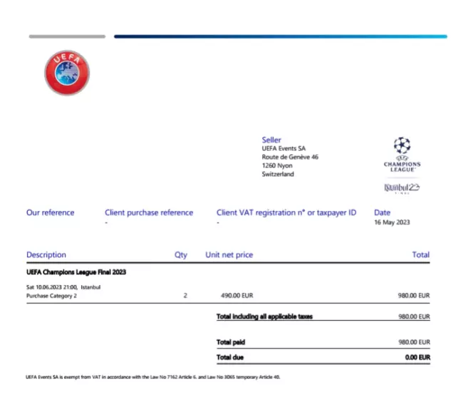 Fino a 4x biglietti finali Cat2 Champions League 2023 ManCity vs Inter 713!!