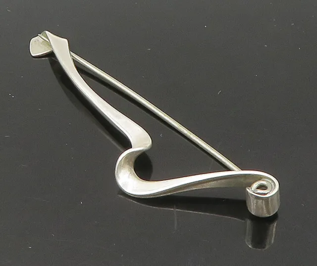 PLUNKETT 925 Sterling Silver - Vintage Modernist Swirl Brooch Pin  - BP9265