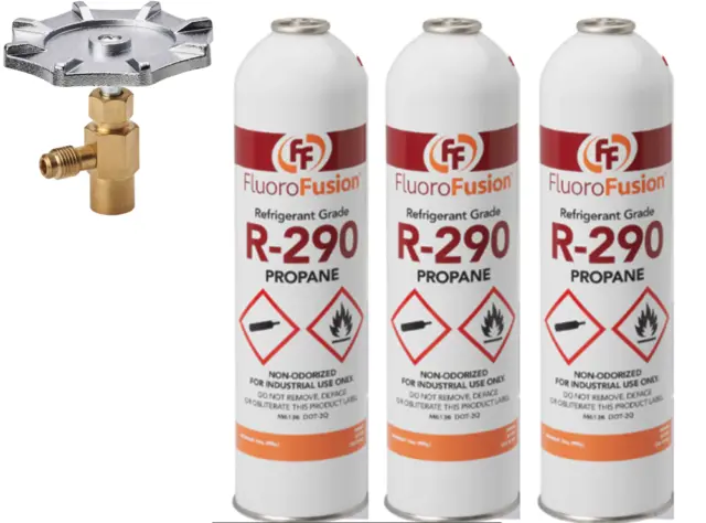 R–290, (3) Large 14 oz. Cans, FluoroFusion, Refrigerant Grade Propane, PV-14XL