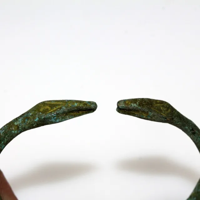 Ancient Celtic bronze bracelet bangle with snake heads-circa 100 B.C-A.D 3