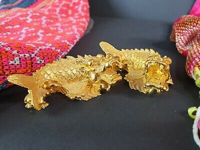 Old Chinese Gold Washed Dragons X 2 …beautiful collection and display set