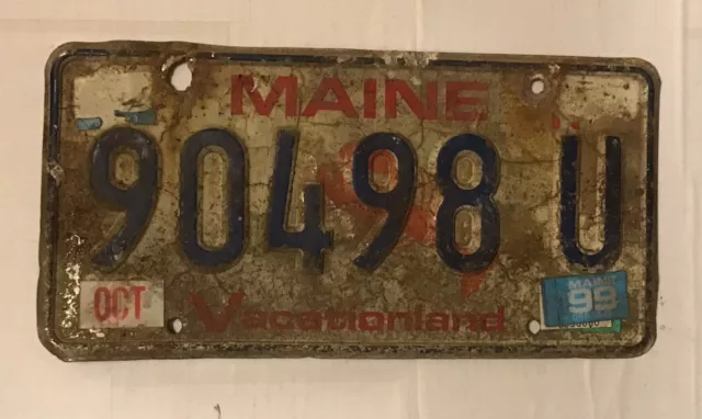 Maine License Plate   - Vintage -  Red Lobster   - Vacationland - Original 1999