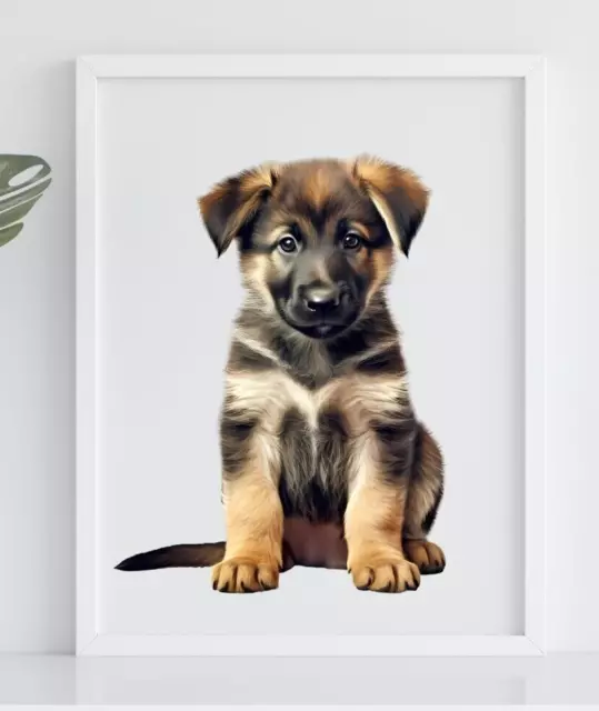German Shepherd Puppy Art Print, German Shepherd Dog Art Print, Wall Art Decor