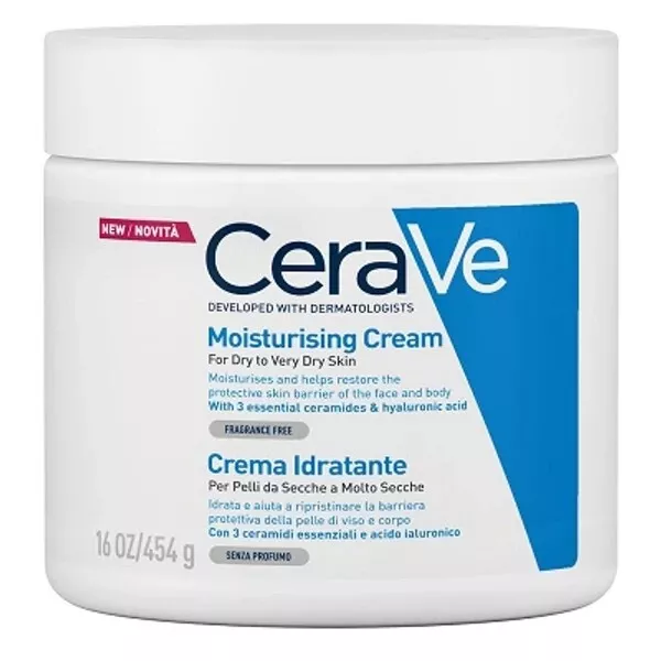 CeraVe crema idratante (454 g). 3 ceramidi essenziali e acido ialuronico