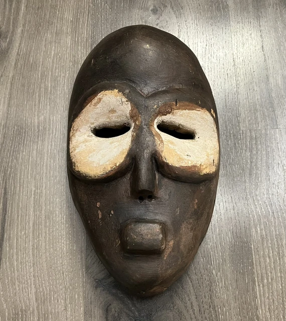 African Carved Wooden Mask Made Zaire Decorative Tribal Tribe Africa Art