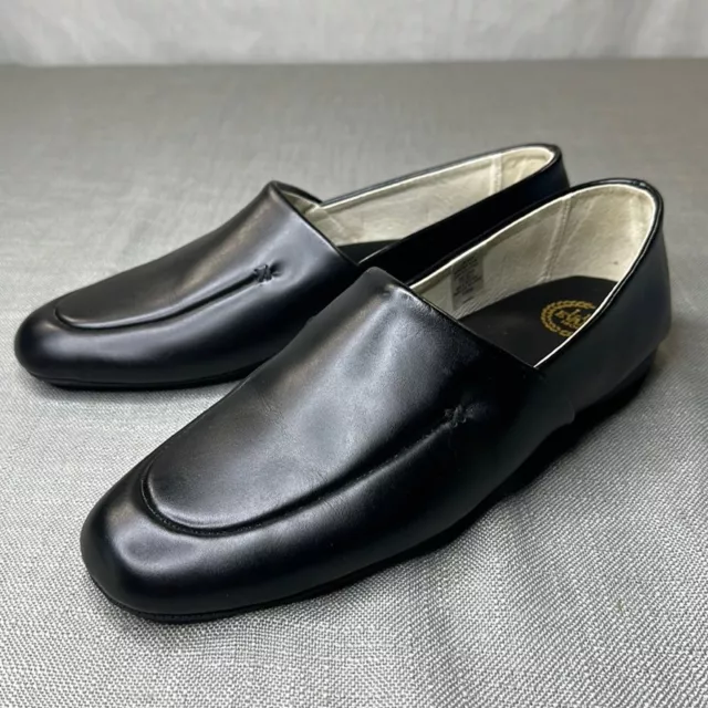 LB Evans Slippers Mens 10.5M Black Leather Slip On Loafer 2751