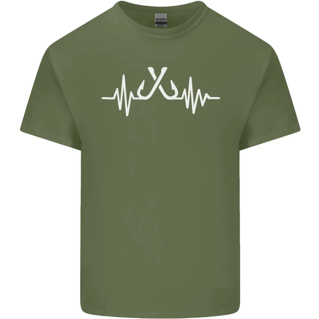 T-shirt top Pulse Fishing divertente pescatore ECG da uomo cotone 6