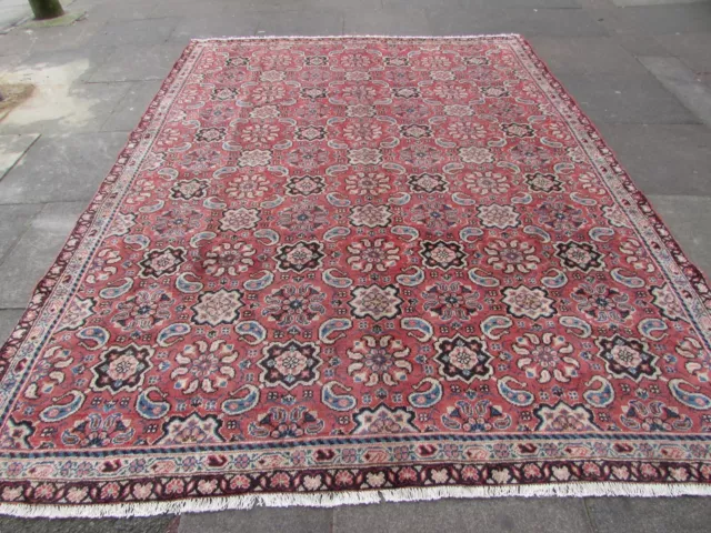 Vintage Hand Made Traditional Oriental Wool Pink Large Carpet 296x225cm