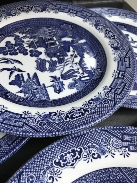 Churchill 6 Plate Set Blue Willow Pattern Dinner Plates 17 Cm - New Unused 2