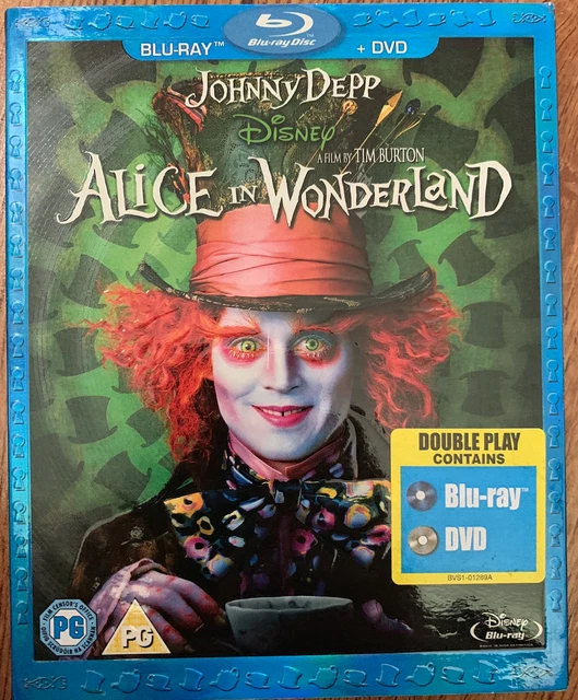 ALICE IN WONDERLAND Bluray + DVD 2010 Walt Disney Family Movie w