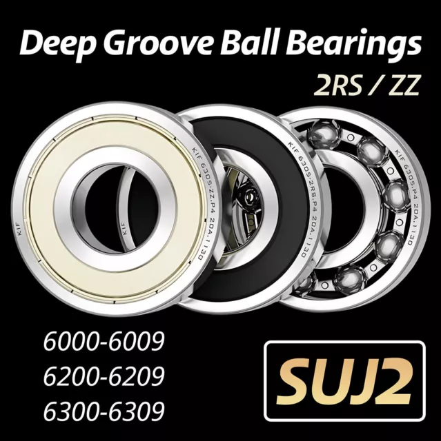 6000 - 6309 Series Deep Groove Ball Bearings - Rubber or Metal Seals (2RS/ZZ)