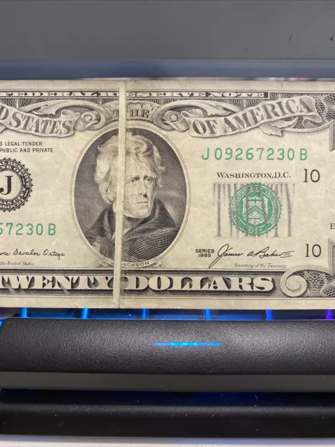 Error US $20 Twenty Dollar bill with gutter fold  1985 Kansas City issue Rare！
