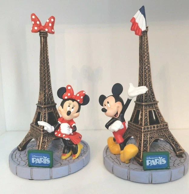 Lot De 2 Figurines Disney Micket Et Minnie Tour Eiffel Disneyland Paris