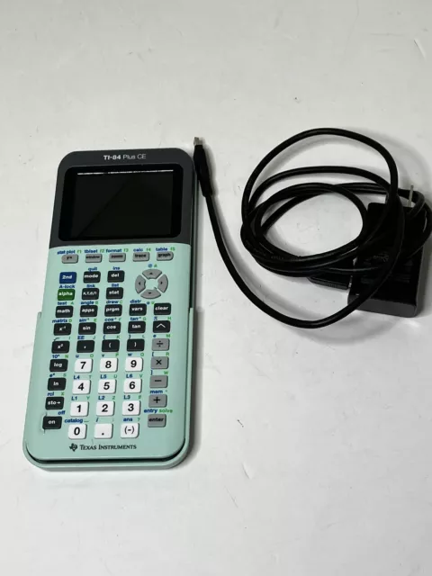 Texas Instruments TI-84 Plus CE Graphing Calculator Teal With Cover And Charger