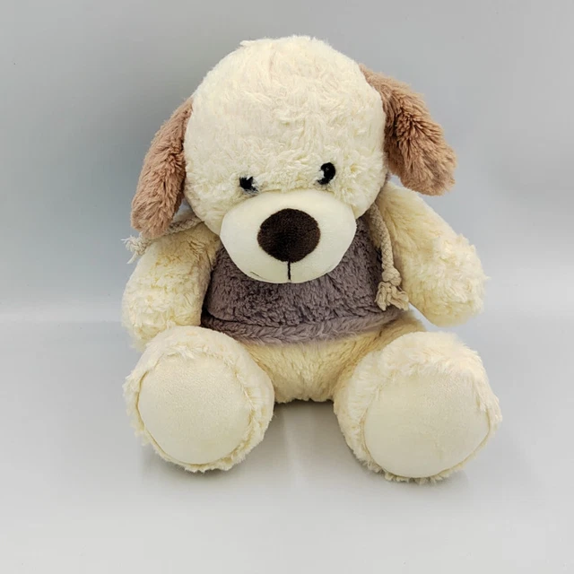 Peluche Doudou chien blanc beige gris capuche GIPSY - 31484