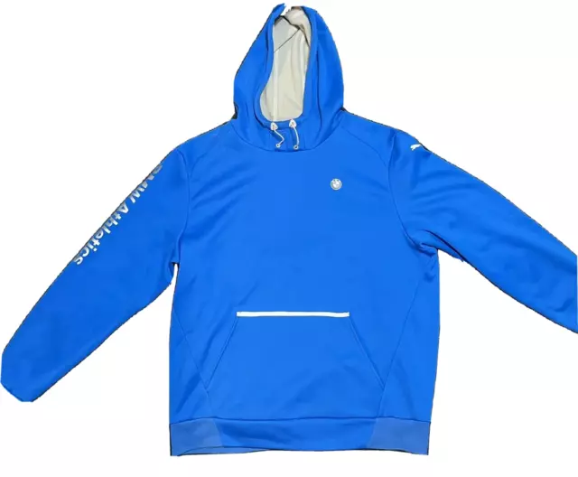 WOW Puma BMW Motorsport Athletics Hoodie Blue Sweatshirt Reflect Jacket Men XL