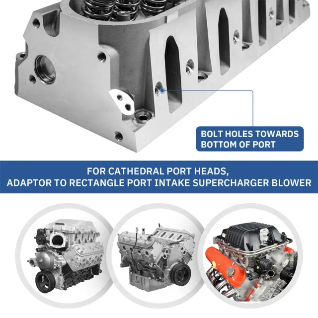 LS Engine Intake Manifold Adapter Aluminum For LS1 LS2 LS3 LS6 LSA Gen Ⅲ  Ⅳ Head 3