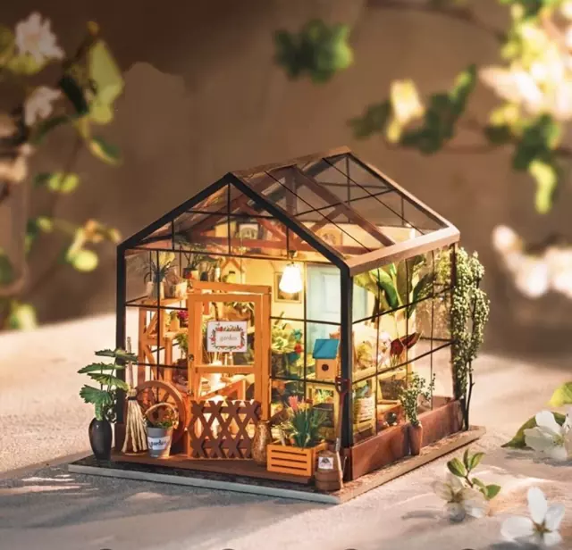 ROKR DIY LED Puppenhaus Miniatur Holzmöbel Kit Geschenk Flower House Geschenk 2