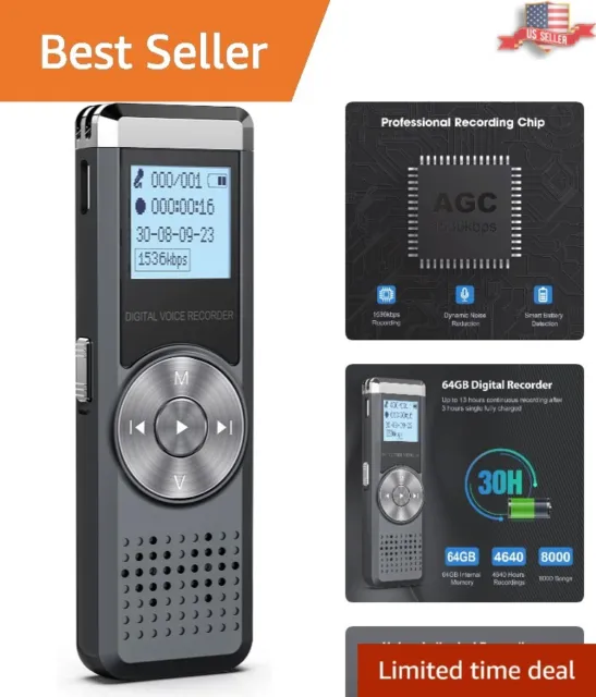 Portable Professional Voice Recorder - High Quality Recording - Playback