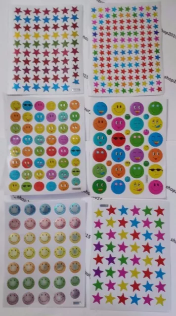 Kinder Belohnung Aufkleber Lehrer Smiley Emoji Gesicht Sterne Lächelnde Sonne, Sammelalbum 2