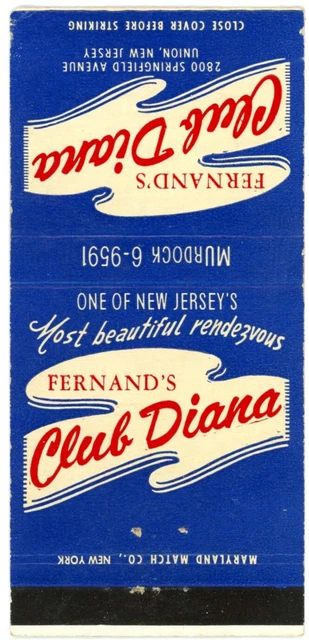 Ferdinand's Club Diana, Restaurant Three Private Banquet Vintage Matchbook Cover