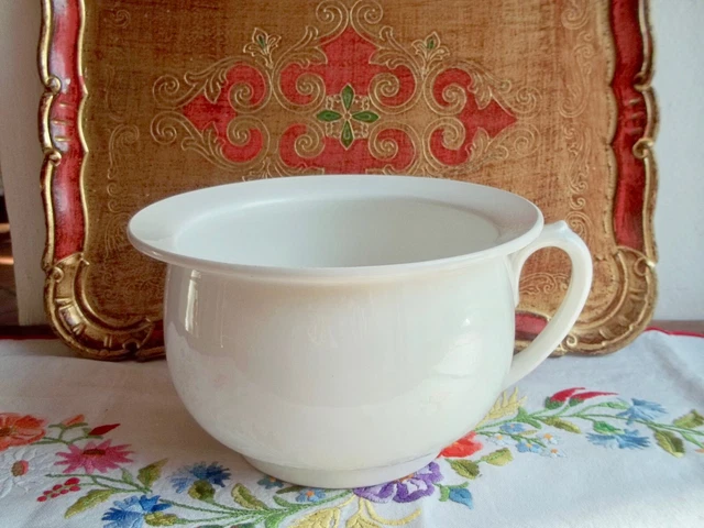 VASE DE NUIT Ancien - Pot De Chambre En Faïence Blanche De Creil Et