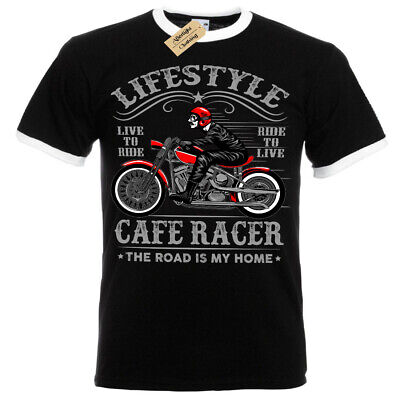 Lifestyle Biker T-Shirt Cafe Racer motorcycle Mens RInger