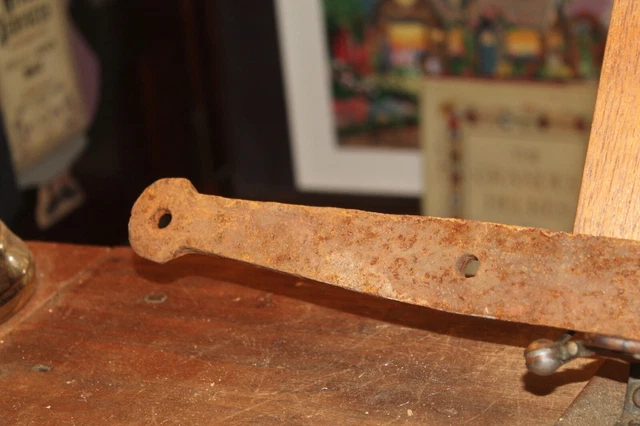 Antique Wrought Iron Blacksmith Made  Strap Hinge Barn Door 25-1/2" Pin 3/4" 8