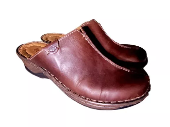 Josef Seibel Womens Clogs Size 38 US 7 Brown Oiled Leather Slip On Low Heel